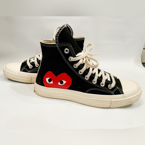 Comme Des Garcons PLAY Converse Unisex Chuck Taylor High Top Sneakers men’s 8.5 - Picture 2 of 11
